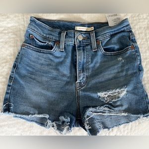 LEVI’s distressed high waisted jean shorts